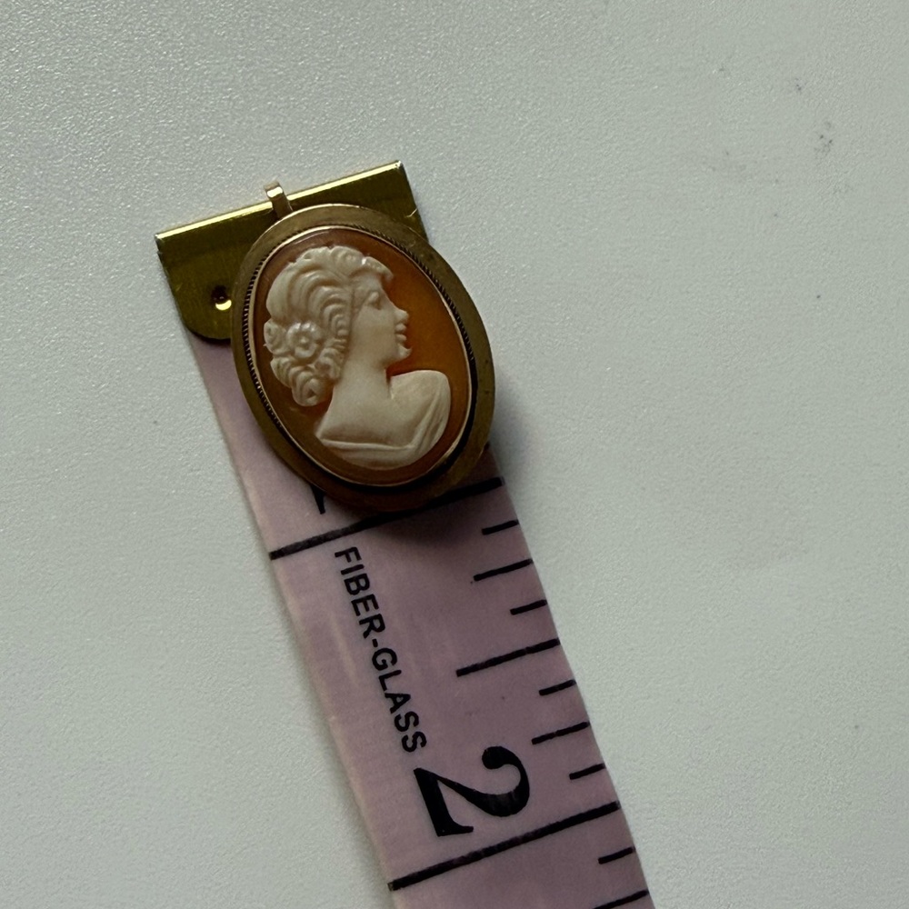14k Gold Vintage Cameo pendant Brooch - Picture 4 of 6